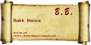 Bakk Bence névjegykártya